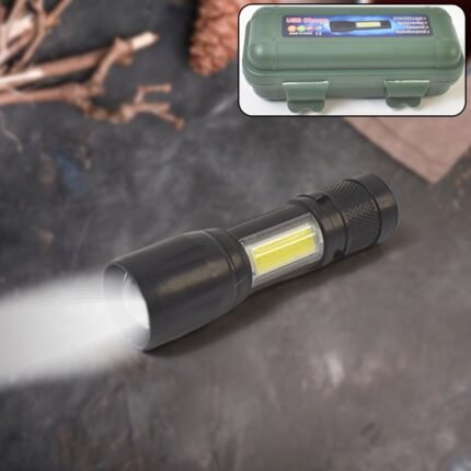 LED USB Rechargeable Mini Flashlight Ultra-Bright Zoom COB Side Lantern, Tactical Emergency Light